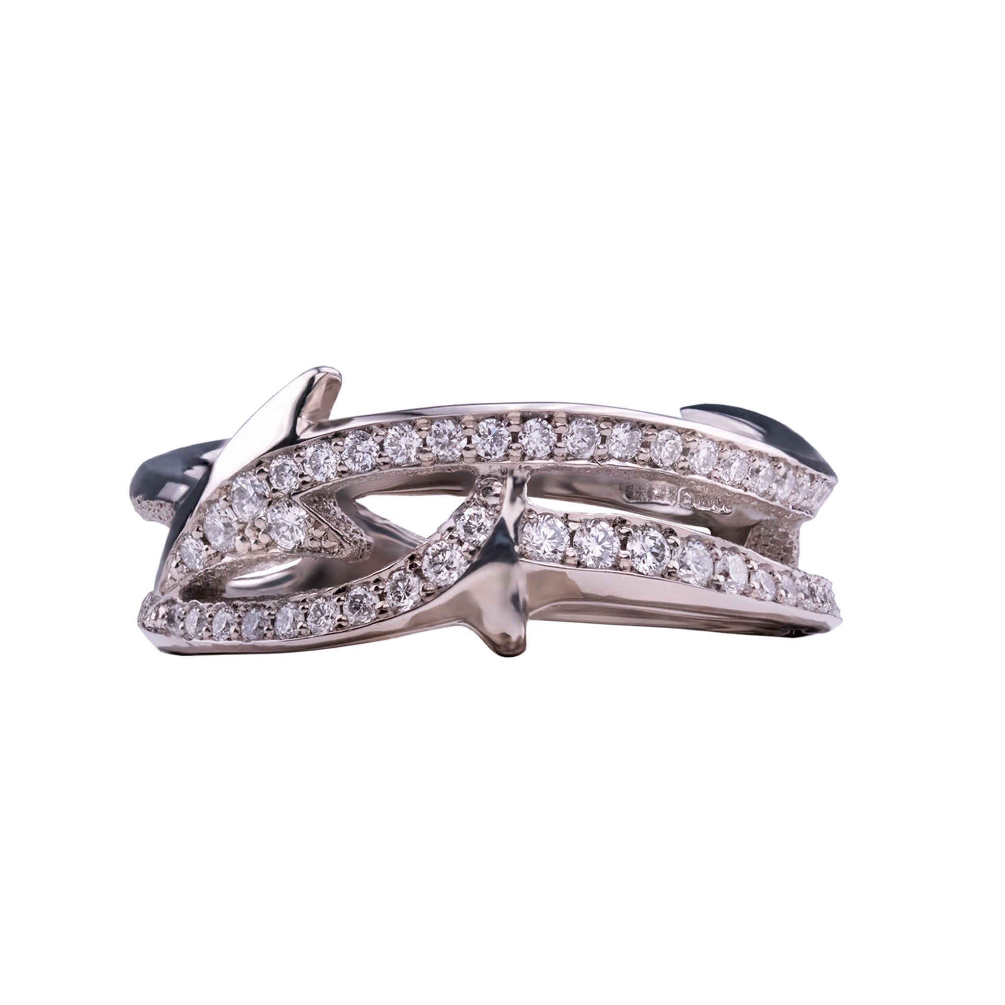 Double Band 18ct Recycled White Gold Diamond Ring